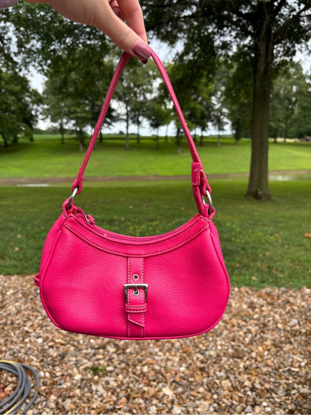 Nine & Co. Hot Pink Shoulder Bag with Buckle Detail